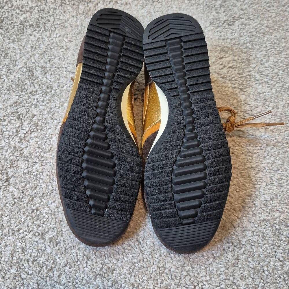 Anthropologie Jeffrey Campbell Track Star Sneakers Size 7 Brown Gold - Picture 9 of 9